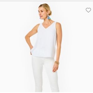 BRAND NWT LILLY PULITZER WHITE FLORIN TOP SIZE LARGE